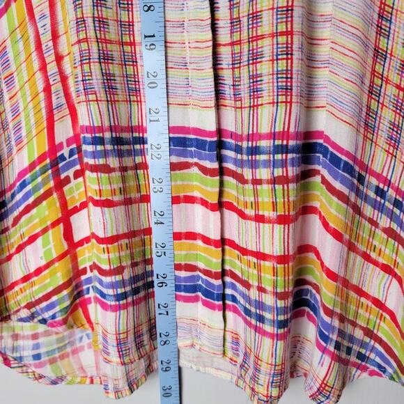 Cabi Plaid Button Up Blouse S Artsy Colorful Dopamine Top Mod Boho Slouchy Soft - Picture 6 of 12